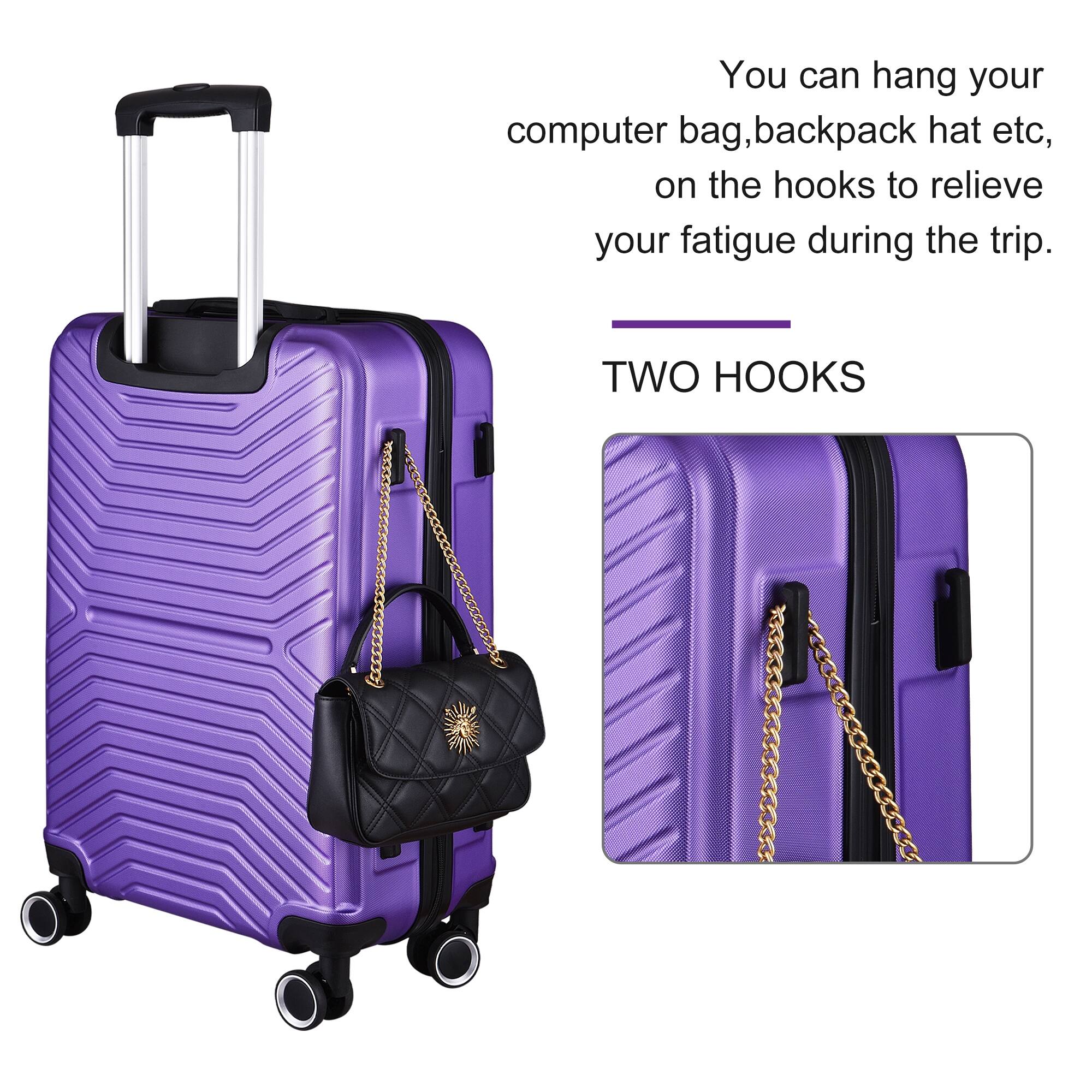 3Piece Hardshell Luggage Set with TSA Lock 20", 24", 28,Purple Bed